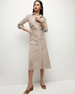 Veronica Beard Dresses*Lex Striped Dress in Deep Ochre/White DeepOchre/White