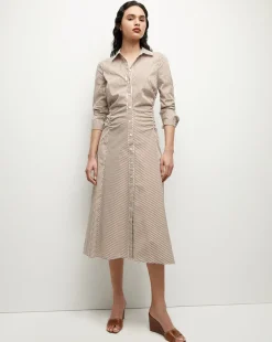 Veronica Beard Dresses*Lex Striped Dress in Deep Ochre/White DeepOchre/White