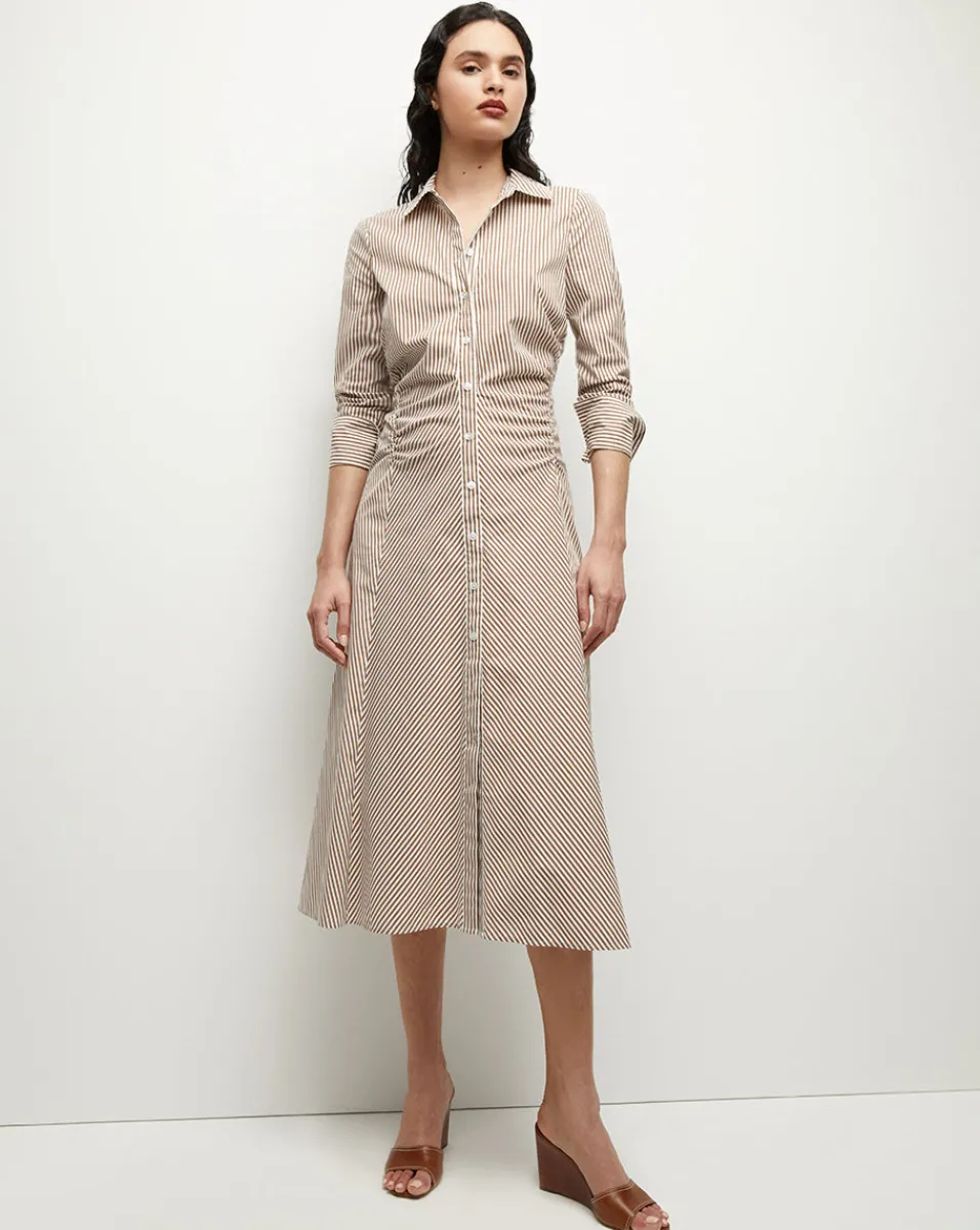 Veronica Beard Dresses*Lex Striped Dress in Deep Ochre/White DeepOchre/White