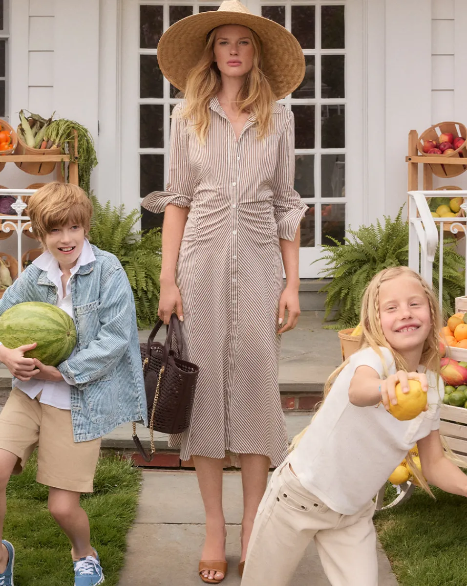 Veronica Beard Dresses*Lex Striped Dress in Deep Ochre/White DeepOchre/White