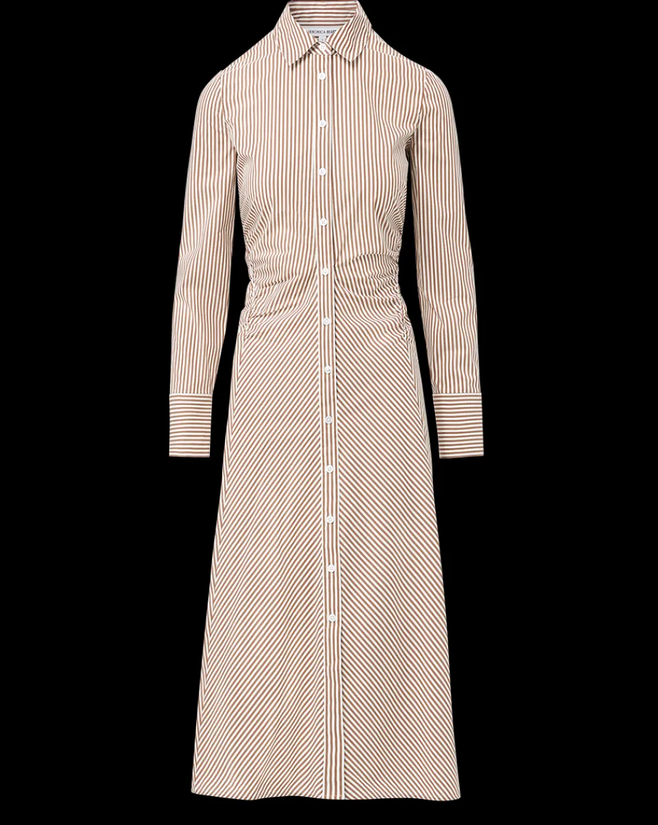 Veronica Beard Dresses*Lex Striped Dress in Deep Ochre/White DeepOchre/White