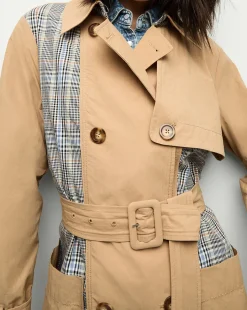 Veronica Beard Jackets & Outerwear*Liam Patchwork Trench Coat in Khaki/Black