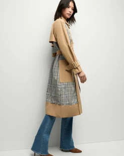 Veronica Beard Jackets & Outerwear*Liam Patchwork Trench Coat in Khaki/Black