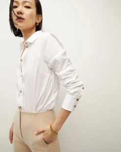 Veronica Beard Tops*Libby Poplin Button-Down Shirt White