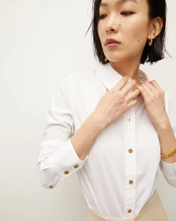 Veronica Beard Tops*Libby Poplin Button-Down Shirt White