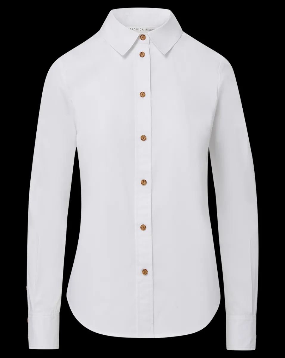 Veronica Beard Tops*Libby Poplin Button-Down Shirt White