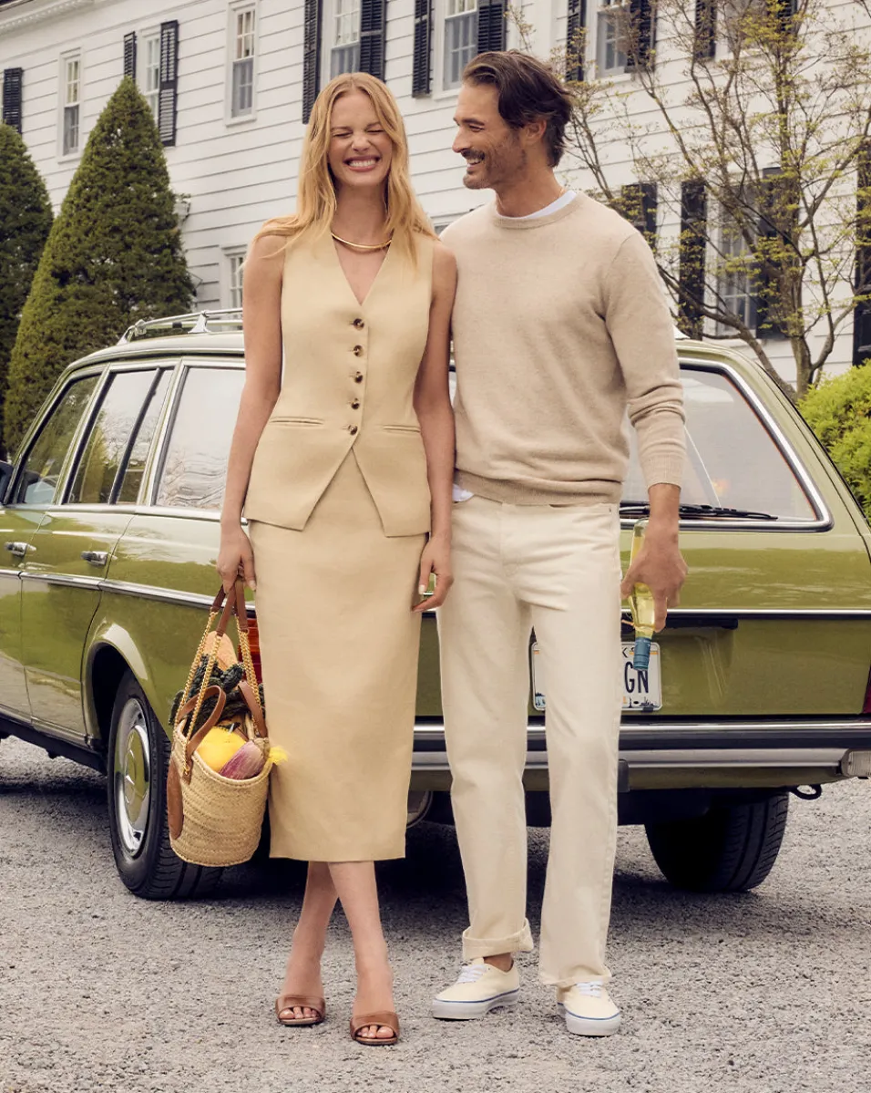 Veronica Beard Jackets & Outerwear|Tops*Liff Stretch-Linen Vest in Stone Khaki StoneKhaki