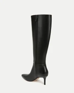 Veronica Beard Boots & Booties*Lisa Leather Mid-Heel Tall Boot in Black