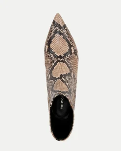 Veronica Beard Boots & Booties*Lisa Snakeskin-Embossed Mid-Heel Bootie Latte