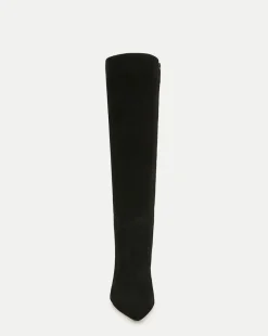 Veronica Beard Boots & Booties*Lisa Suede Mid-Heel Tall Boot on Black