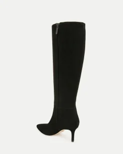 Veronica Beard Boots & Booties*Lisa Suede Mid-Heel Tall Boot on Black