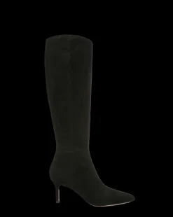 Veronica Beard Boots & Booties*Lisa Suede Mid-Heel Tall Boot on Black