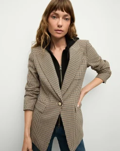 Veronica Beard Jackets & Outerwear|Matching Sets*Livvy Dickey Jacket | Houndstooth Blazer Sand/Black
