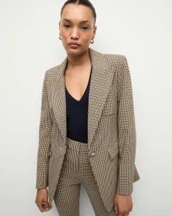 Veronica Beard Jackets & Outerwear|Matching Sets*Livvy Dickey Jacket | Houndstooth Blazer Sand/Black