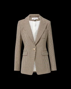 Veronica Beard Jackets & Outerwear|Matching Sets*Livvy Dickey Jacket | Houndstooth Blazer Sand/Black