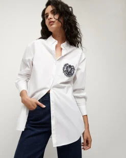 Veronica Beard Tops|Vb Classics*Lloyd Logo Crest Button-Down Shirt White