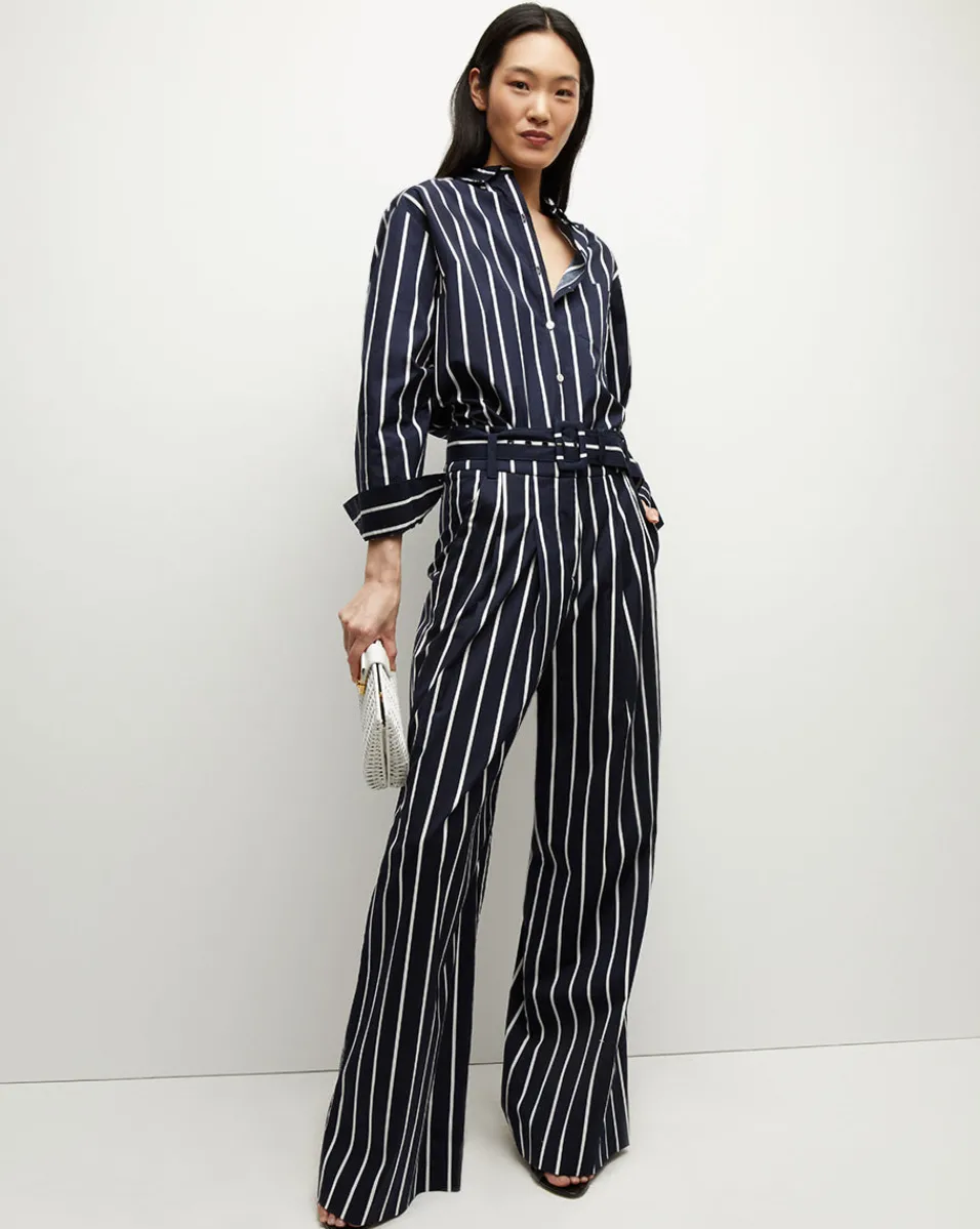 Veronica Beard Tops*Lloyd Striped Button-Down Shirt in Navy/White