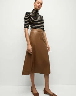 Veronica Beard Skirts & Shorts*Louise A-Line Pleather Skirt in Tan Whisky