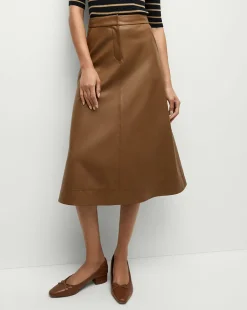 Veronica Beard Skirts & Shorts*Louise A-Line Pleather Skirt in Tan Whisky
