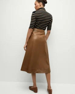 Veronica Beard Skirts & Shorts*Louise A-Line Pleather Skirt in Tan Whisky