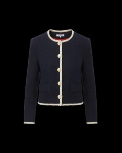 Veronica Beard Jackets & Outerwear*Mabel Collarless Tweed Jacket in Navy