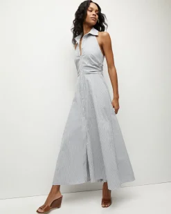 Veronica Beard Dresses*Mackey Seersucker Halter Dress in Blue/White