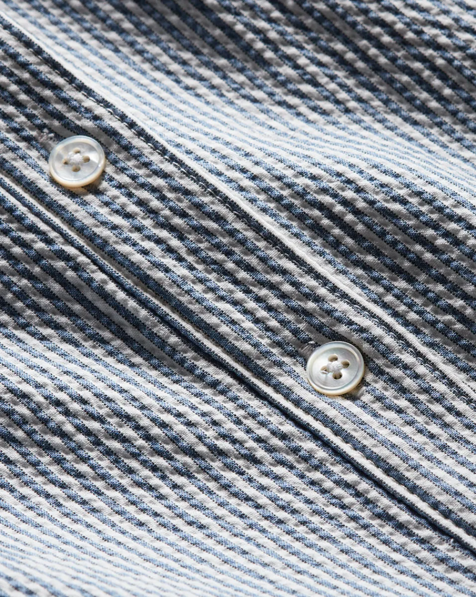 Veronica Beard Dresses*Mackey Seersucker Halter Dress in Blue/White
