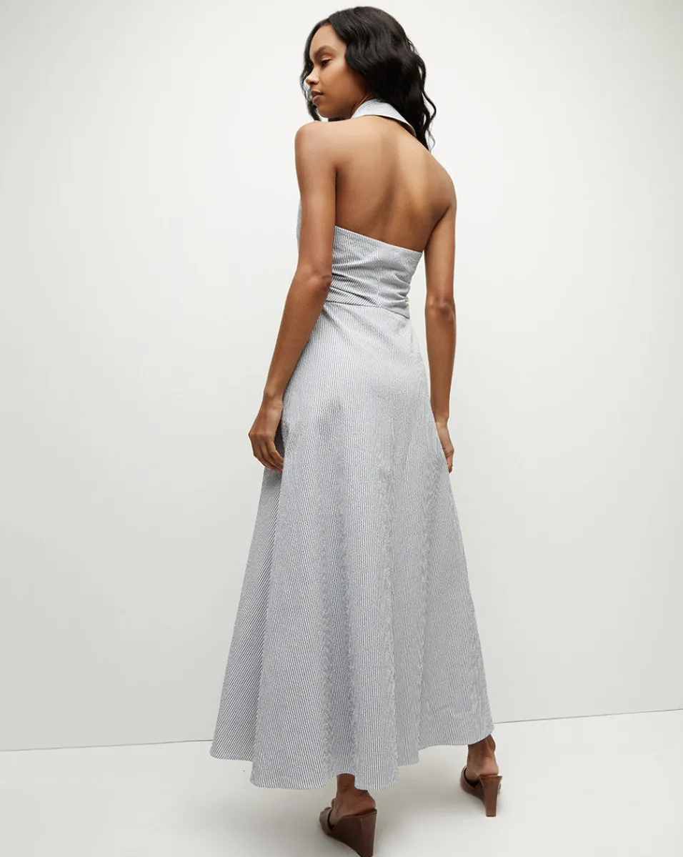 Veronica Beard Dresses*Mackey Seersucker Halter Dress in Blue/White