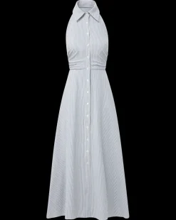 Veronica Beard Dresses*Mackey Seersucker Halter Dress in Blue/White