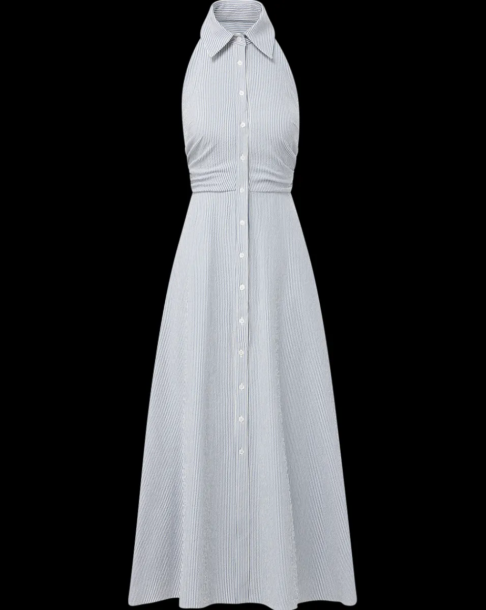 Veronica Beard Dresses*Mackey Seersucker Halter Dress in Blue/White