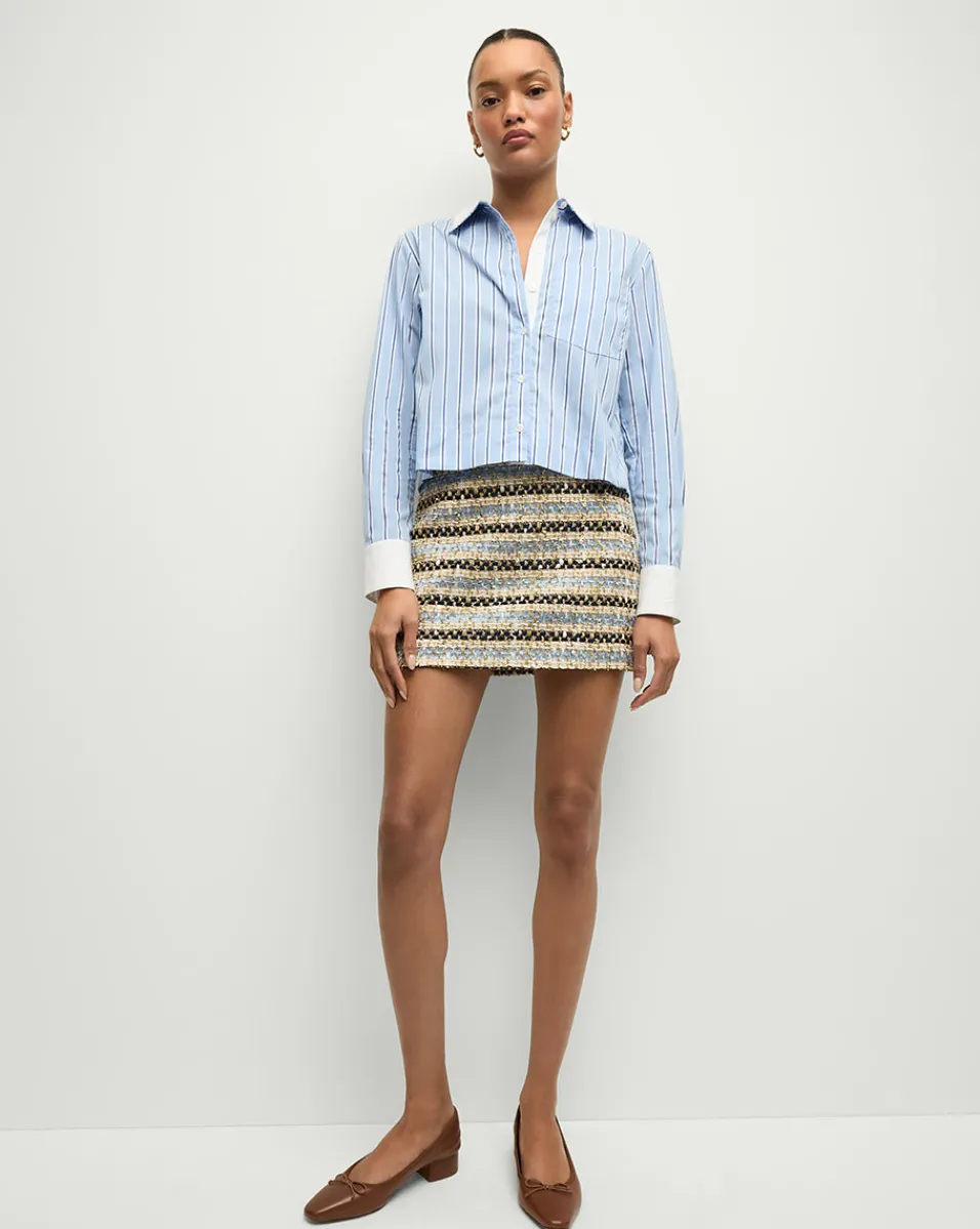 Veronica Beard Tops*Maia Double-Collar Shirt in Blue Sky/White BlueSky/White