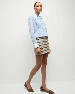 Veronica Beard Tops*Maia Double-Collar Shirt in Blue Sky/White BlueSky/White