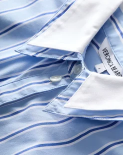Veronica Beard Tops*Maia Double-Collar Shirt in Blue Sky/White BlueSky/White