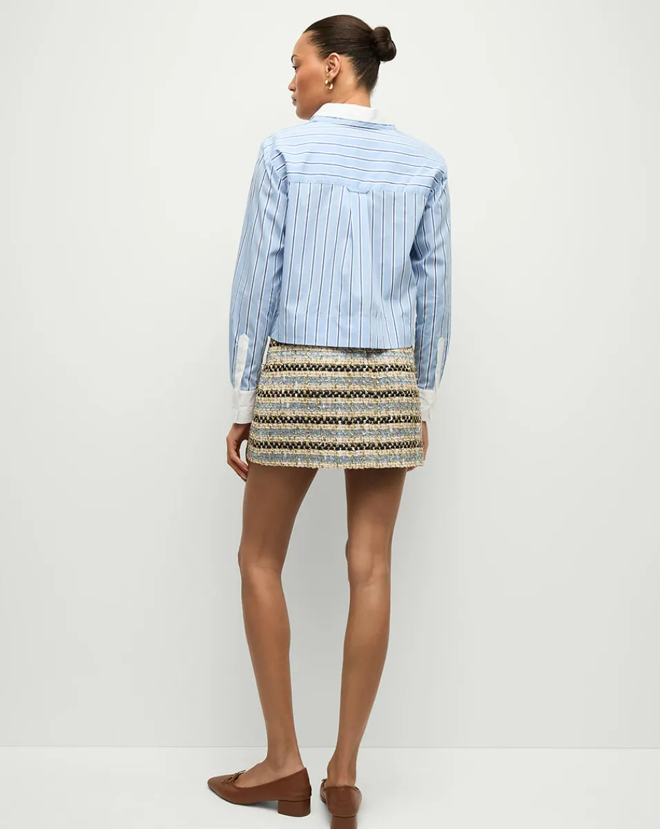 Veronica Beard Tops*Maia Double-Collar Shirt in Blue Sky/White BlueSky/White