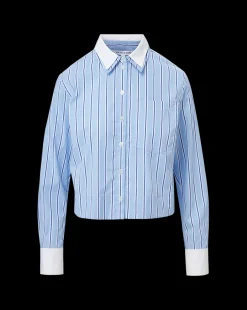 Veronica Beard Tops*Maia Double-Collar Shirt in Blue Sky/White BlueSky/White