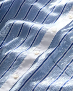 Veronica Beard Tops*Maia Sequin Shirt in Blue Sky/White BlueSky/White