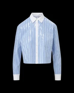 Veronica Beard Tops*Maia Sequin Shirt in Blue Sky/White BlueSky/White