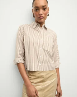 Veronica Beard Tops*Maia Striped Shirt in Acorn/White