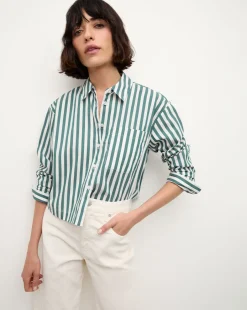 Veronica Beard Tops|The Veronicas' Favorites*Maia Striped Shirt in Green/White Pine/White