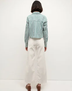 Veronica Beard Tops|The Veronicas' Favorites*Maia Striped Shirt in Green/White Pine/White