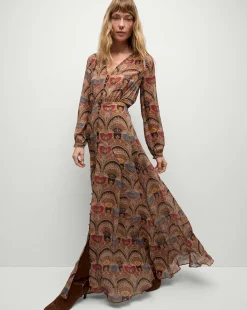 Veronica Beard Dresses|Party Dressing*Makenzie Dress in Dark Chocolate DarkChocolateMulti