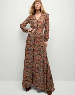 Veronica Beard Dresses|Party Dressing*Makenzie Dress in Dark Chocolate DarkChocolateMulti