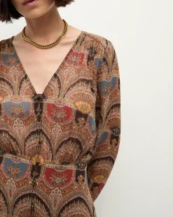 Veronica Beard Dresses|Party Dressing*Makenzie Dress in Dark Chocolate DarkChocolateMulti