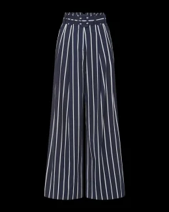 Veronica Beard Pants*Maliyah Striped Wide-Leg Pant in Navy/White