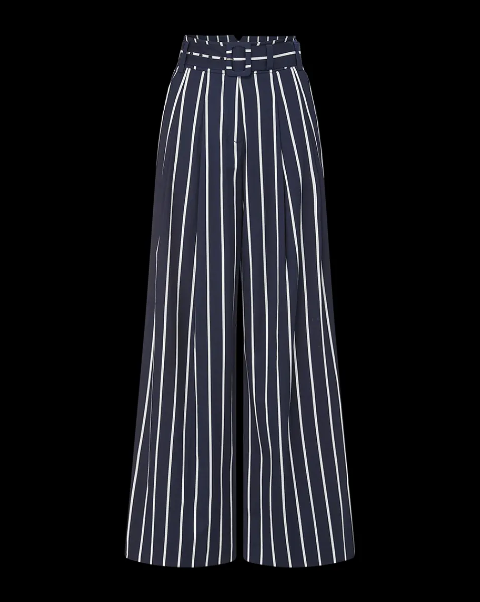 Veronica Beard Pants*Maliyah Striped Wide-Leg Pant in Navy/White