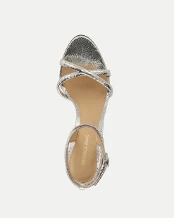 Veronica Beard Sandals*Manuela Sculpted Wedge Metallic Leather Sandal Silver