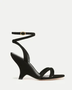 Veronica Beard Sandals*Manuela Sculpted Wedge Suede Sandal Black