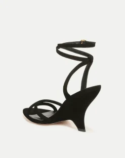 Veronica Beard Sandals*Manuela Sculpted Wedge Suede Sandal Black