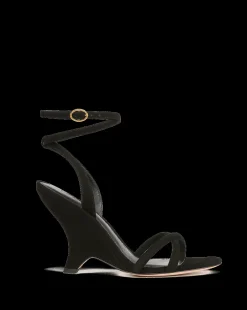 Veronica Beard Sandals*Manuela Sculpted Wedge Suede Sandal Black