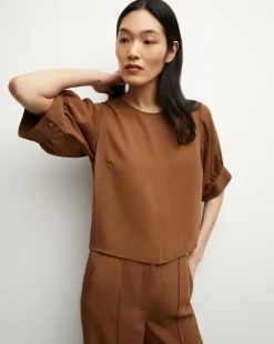 Veronica Beard Tops*Margaret Matte Crepe Top in Deep Ochre DeepOchre